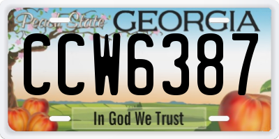 GA license plate CCW6387