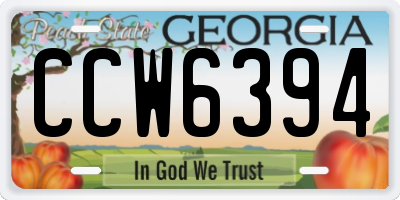 GA license plate CCW6394