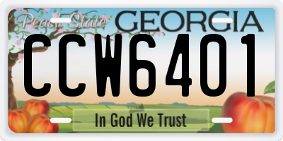GA license plate CCW6401