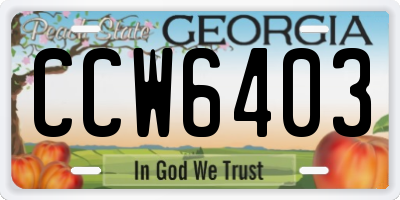 GA license plate CCW6403
