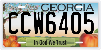 GA license plate CCW6405