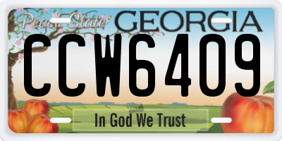 GA license plate CCW6409