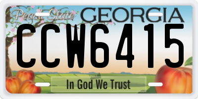 GA license plate CCW6415
