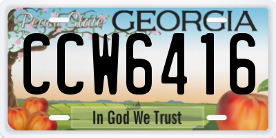 GA license plate CCW6416