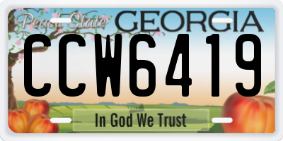 GA license plate CCW6419
