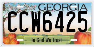GA license plate CCW6425