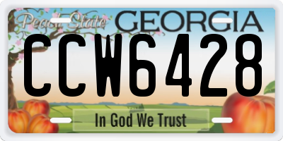 GA license plate CCW6428