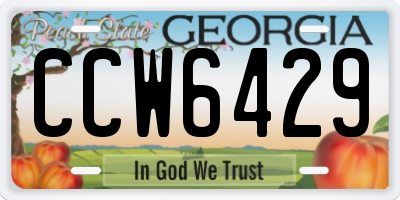 GA license plate CCW6429