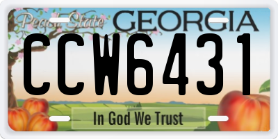 GA license plate CCW6431