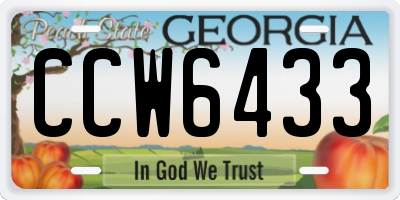 GA license plate CCW6433