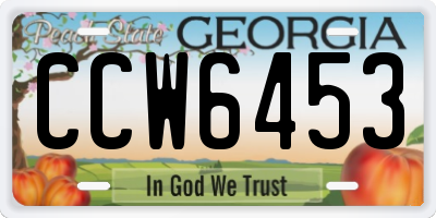 GA license plate CCW6453