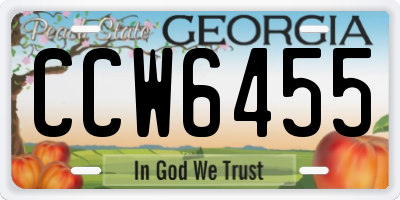 GA license plate CCW6455