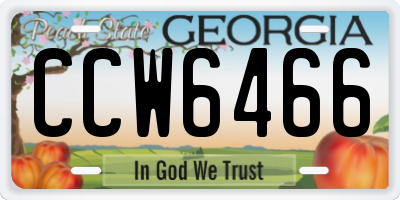 GA license plate CCW6466