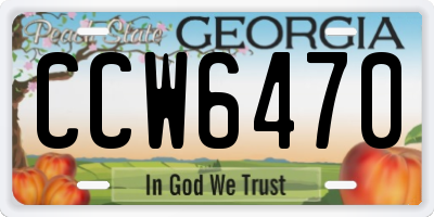 GA license plate CCW6470