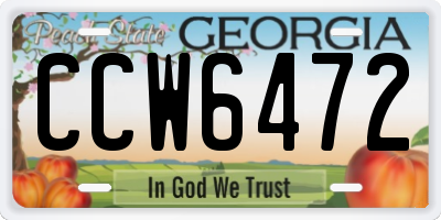 GA license plate CCW6472