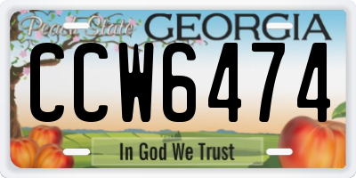 GA license plate CCW6474
