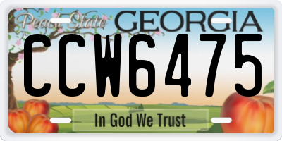 GA license plate CCW6475