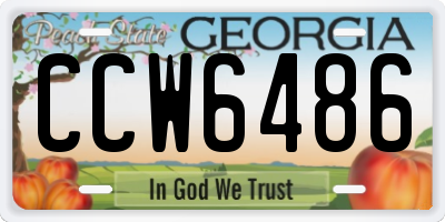 GA license plate CCW6486