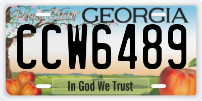 GA license plate CCW6489