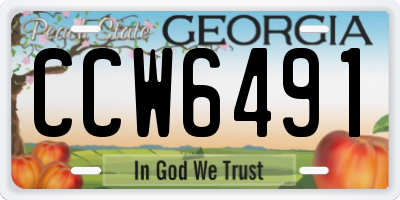 GA license plate CCW6491