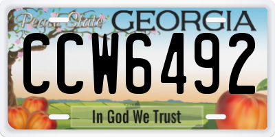 GA license plate CCW6492