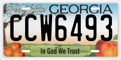 GA license plate CCW6493