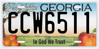 GA license plate CCW6511