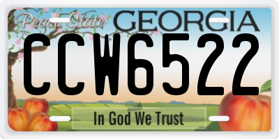 GA license plate CCW6522