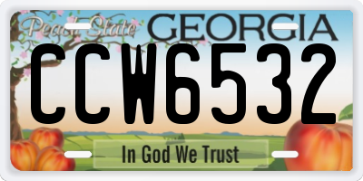 GA license plate CCW6532