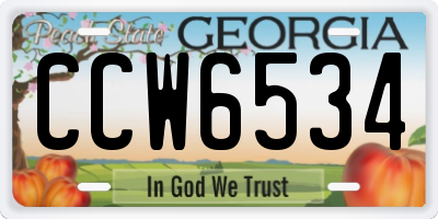 GA license plate CCW6534