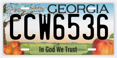 GA license plate CCW6536