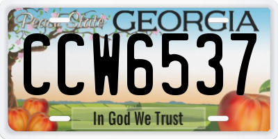 GA license plate CCW6537