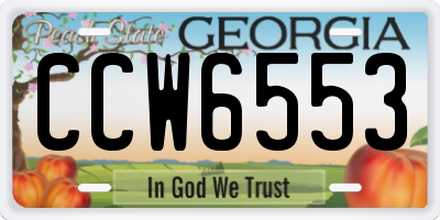 GA license plate CCW6553