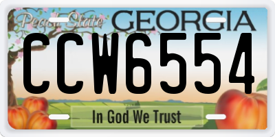 GA license plate CCW6554