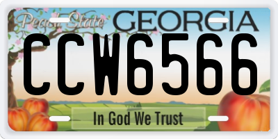 GA license plate CCW6566