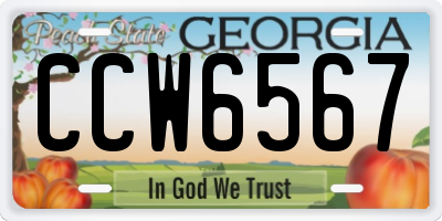 GA license plate CCW6567