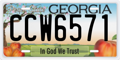 GA license plate CCW6571