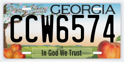 GA license plate CCW6574