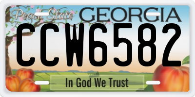 GA license plate CCW6582