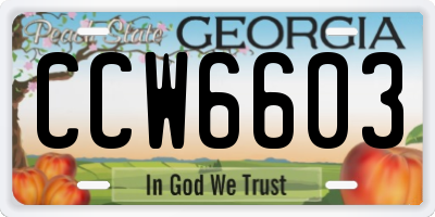 GA license plate CCW6603