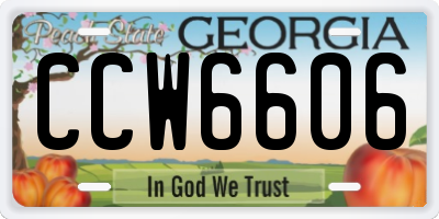 GA license plate CCW6606