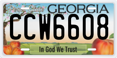 GA license plate CCW6608