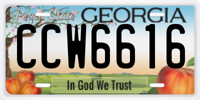 GA license plate CCW6616