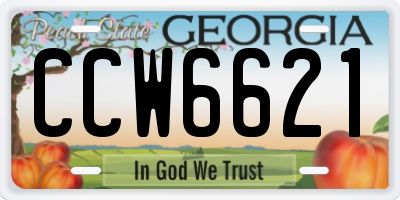 GA license plate CCW6621