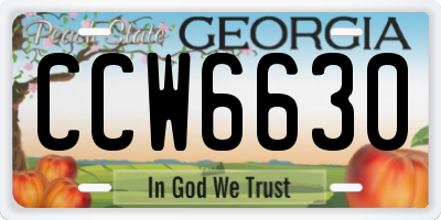 GA license plate CCW6630