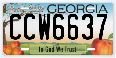 GA license plate CCW6637