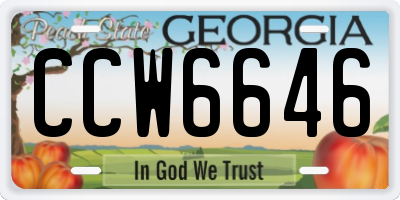 GA license plate CCW6646