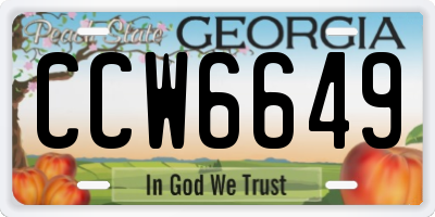 GA license plate CCW6649