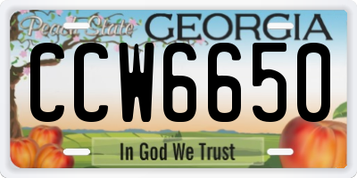 GA license plate CCW6650