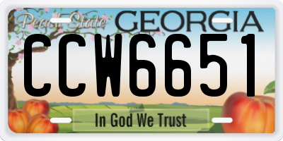 GA license plate CCW6651